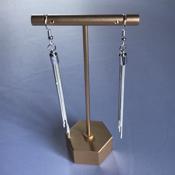 New! Long Silver Tassel Earrings - Picture 7 of 14